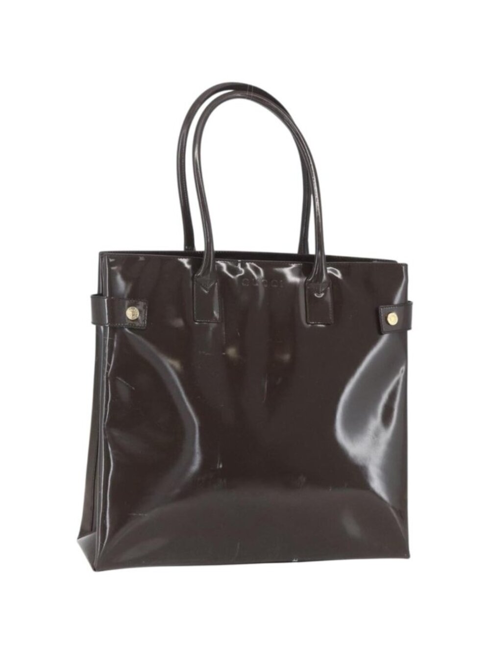 GUCCI Tote Bag Enamel Brown Gold